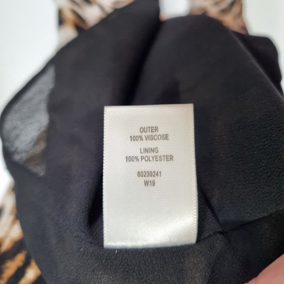 Witchery Multicolour Leopard Print Deep V-Neck Balloon Sleeve Midi Dress Size 12 - Picture 11 of 11